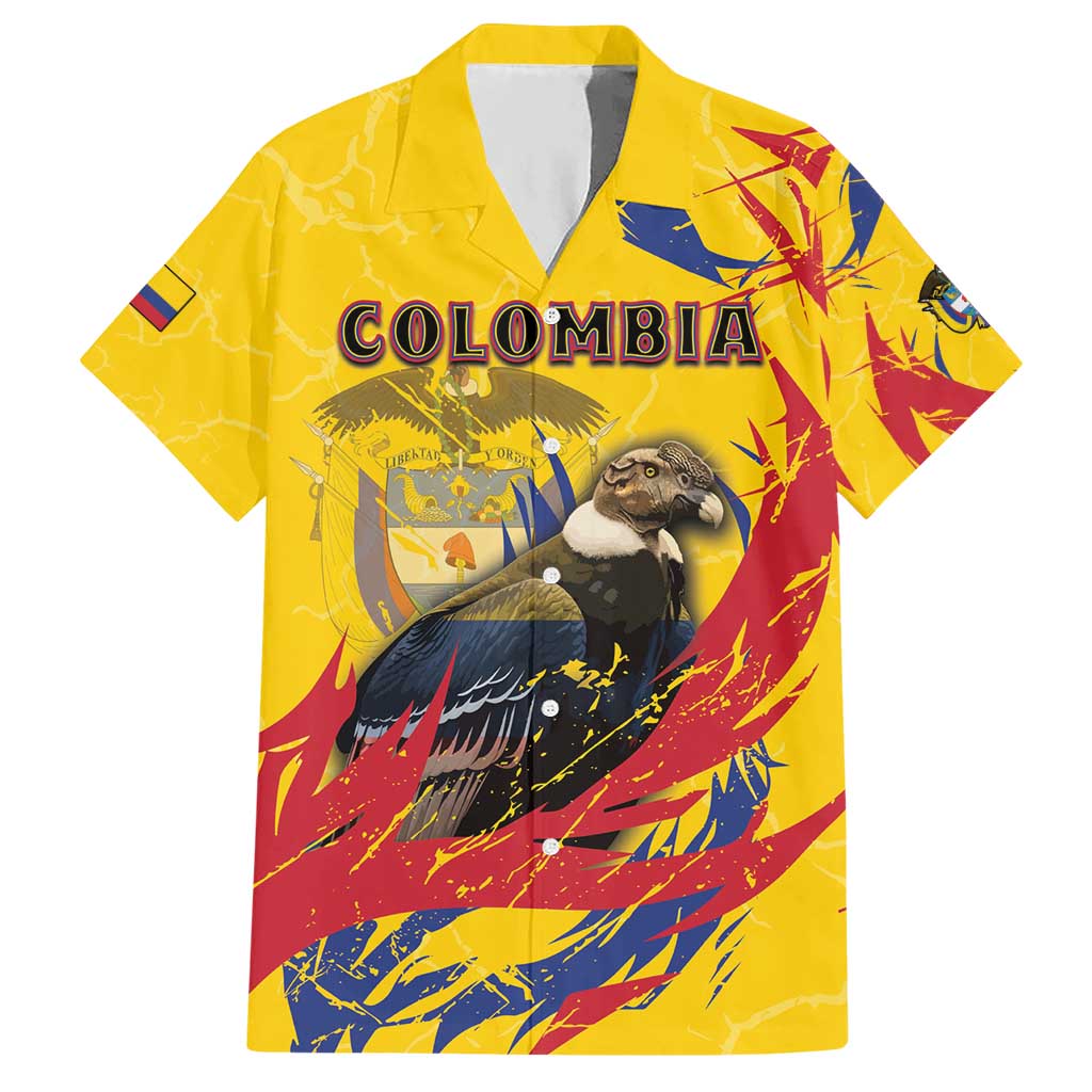 Personalized Colombia Hawaiian Shirt Colombian Andean Condor With Coat Of Arms - Wonder Print Shop