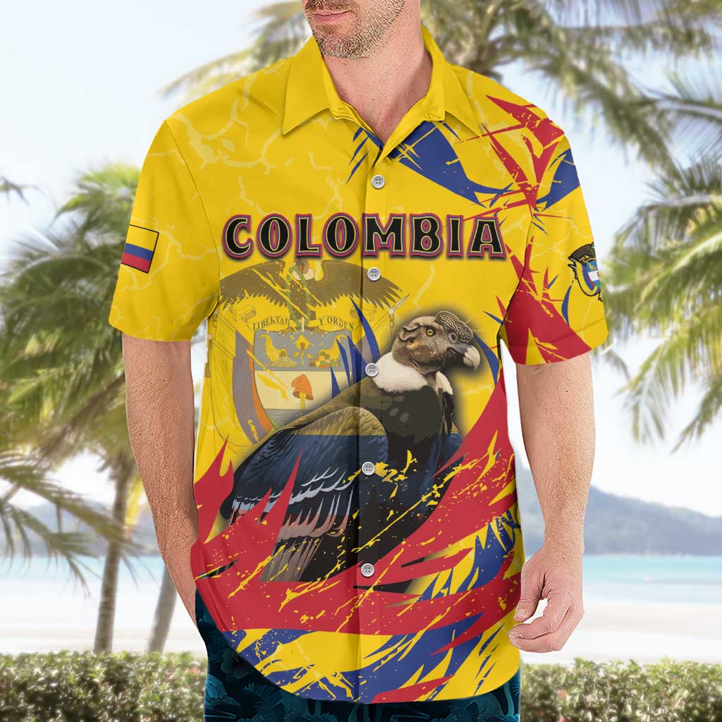Personalized Colombia Hawaiian Shirt Colombian Andean Condor With Coat Of Arms - Wonder Print Shop