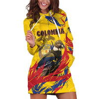 Personalized Colombia Hoodie Dress Colombian Andean Condor With Coat Of Arms - Wonder Print Shop