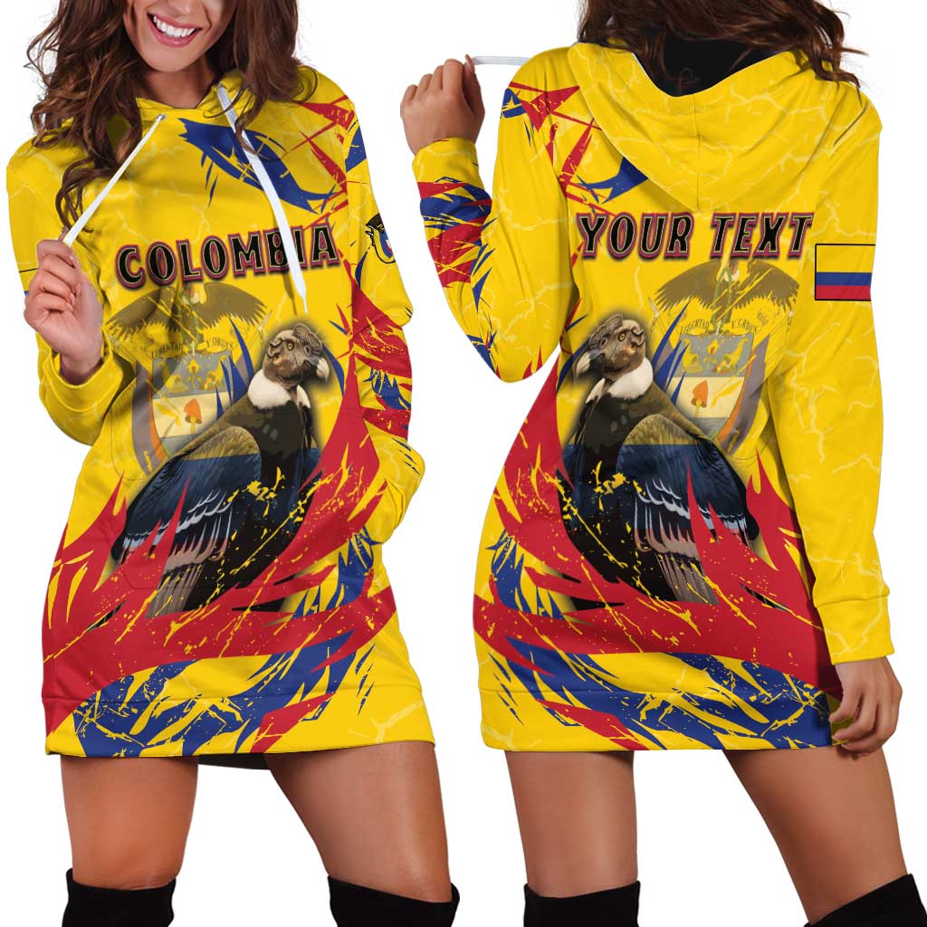 Personalized Colombia Hoodie Dress Colombian Andean Condor With Coat Of Arms - Wonder Print Shop