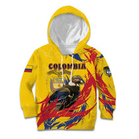 Personalized Colombia Kid Hoodie Colombian Andean Condor With Coat Of Arms - Wonder Print Shop