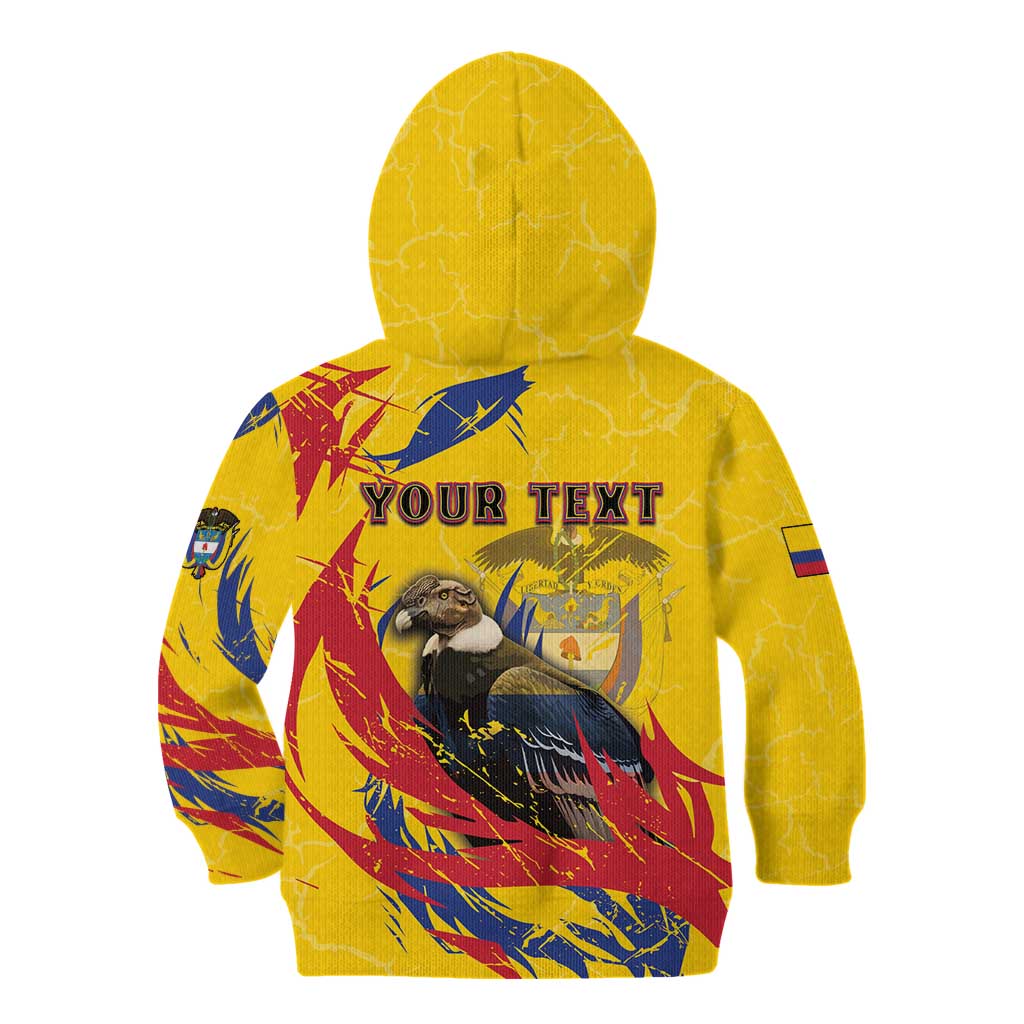 Personalized Colombia Kid Hoodie Colombian Andean Condor With Coat Of Arms - Wonder Print Shop