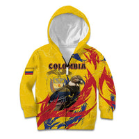 Personalized Colombia Kid Hoodie Colombian Andean Condor With Coat Of Arms - Wonder Print Shop