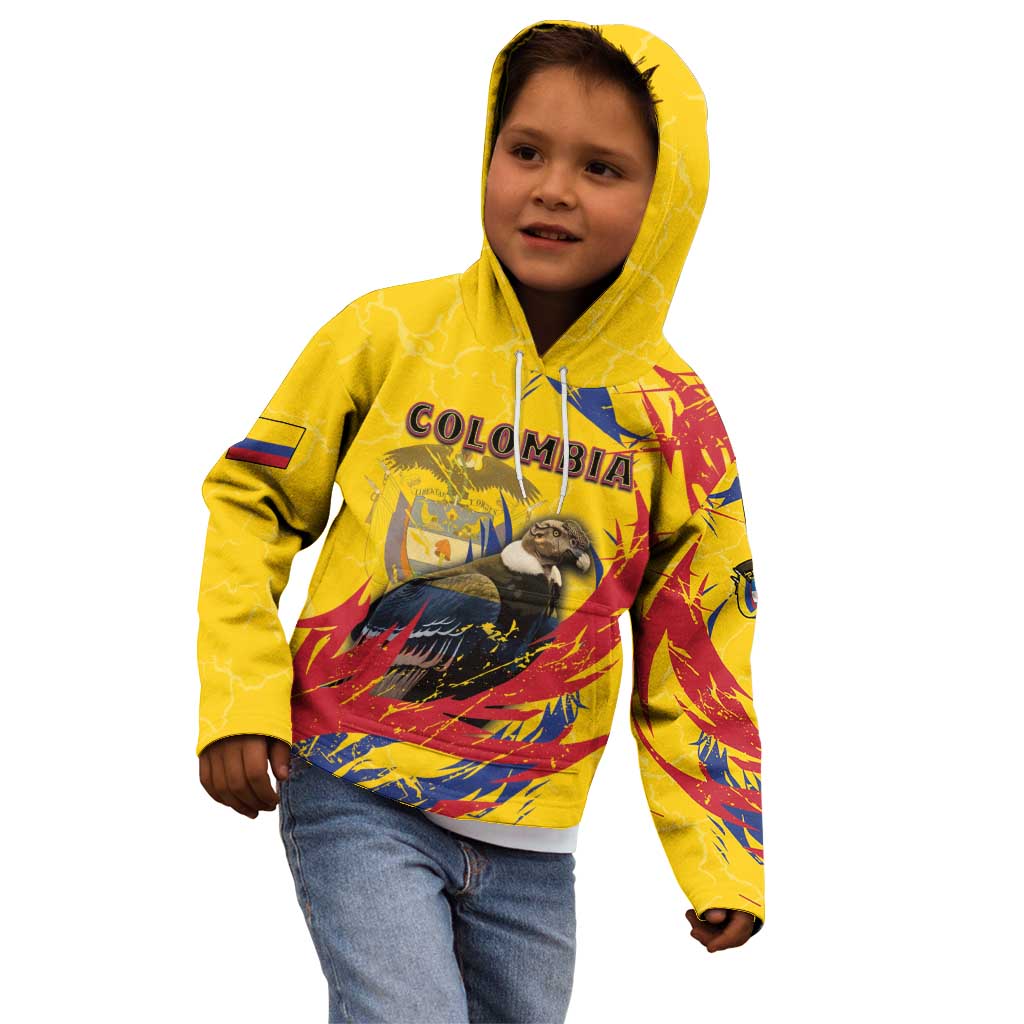 Personalized Colombia Kid Hoodie Colombian Andean Condor With Coat Of Arms - Wonder Print Shop