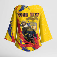 Personalized Colombia Kimono Sleeve Blouse Colombian Andean Condor With Coat Of Arms - Wonder Print Shop