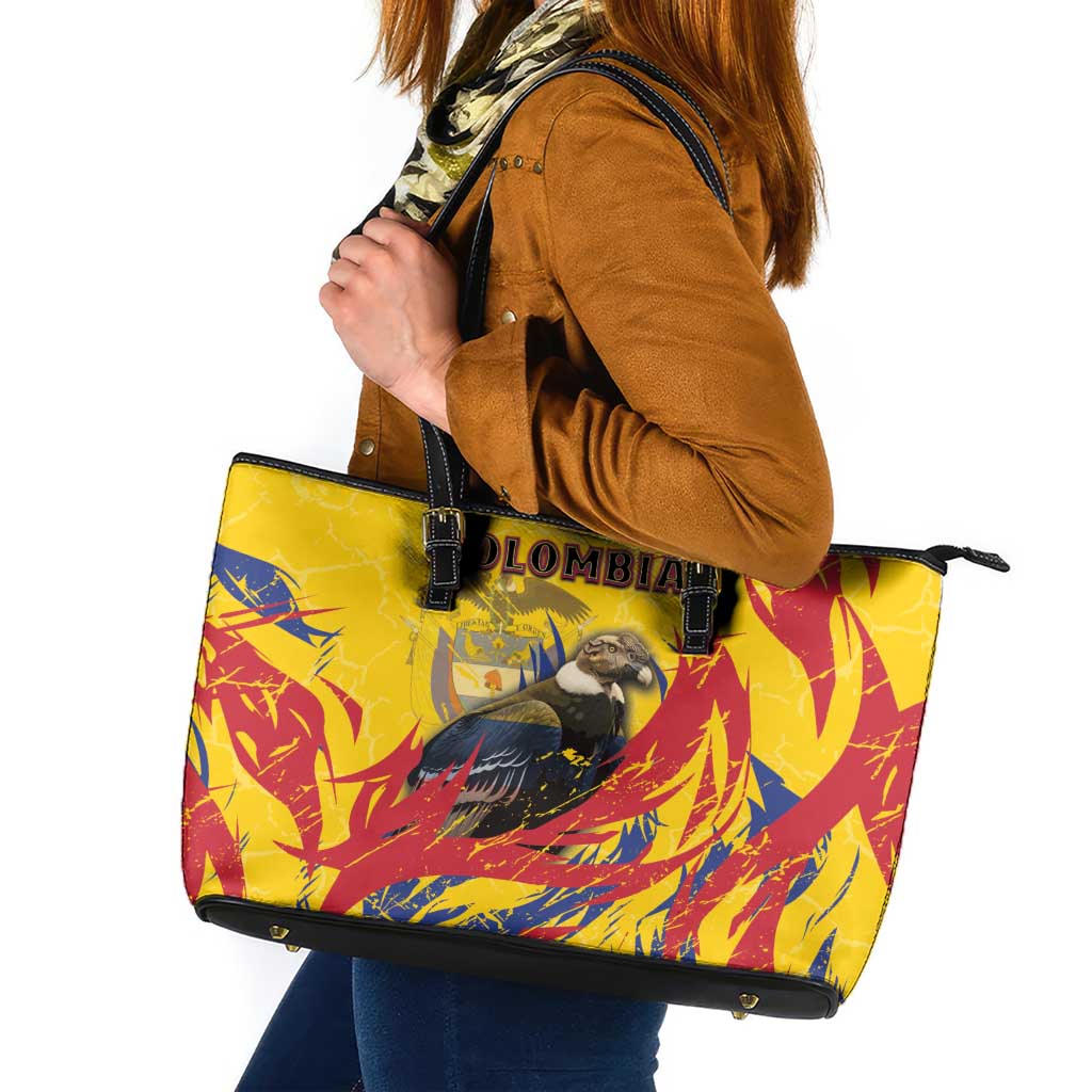 Colombia Leather Tote Bag Colombian Andean Condor With Coat Of Arms - Wonder Print Shop