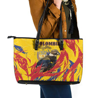 Colombia Leather Tote Bag Colombian Andean Condor With Coat Of Arms - Wonder Print Shop