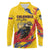 Personalized Colombia Long Sleeve Polo Shirt Colombian Andean Condor With Coat Of Arms - Wonder Print Shop