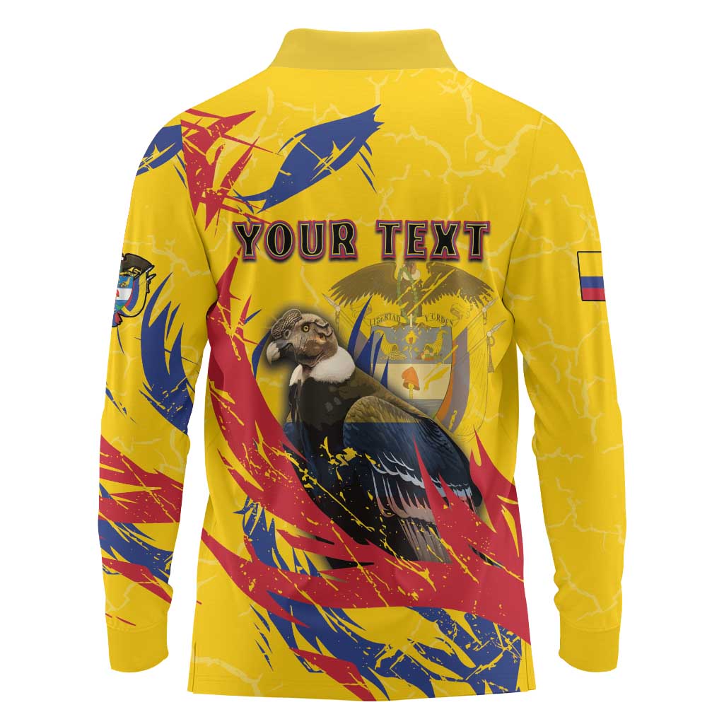 Personalized Colombia Long Sleeve Polo Shirt Colombian Andean Condor With Coat Of Arms - Wonder Print Shop