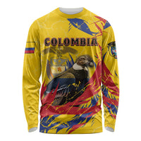 Personalized Colombia Long Sleeve Shirt Colombian Andean Condor With Coat Of Arms - Wonder Print Shop
