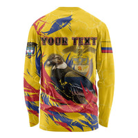 Personalized Colombia Long Sleeve Shirt Colombian Andean Condor With Coat Of Arms - Wonder Print Shop