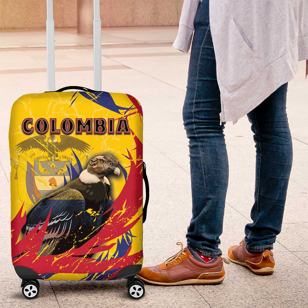 Colombia Luggage Cover Colombian Andean Condor With Coat Of Arms - Wonder Print Shop