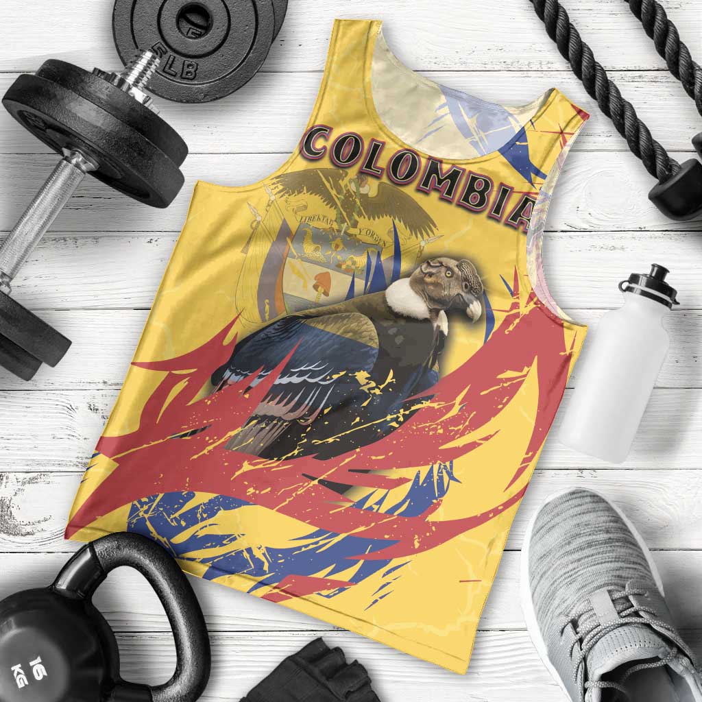 Personalized Colombia Men Tank Top Colombian Andean Condor With Coat Of Arms - Wonder Print Shop