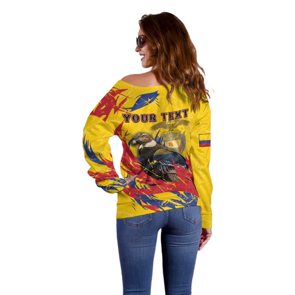 Personalized Colombia Off Shoulder Sweater Colombian Andean Condor With Coat Of Arms - Wonder Print Shop