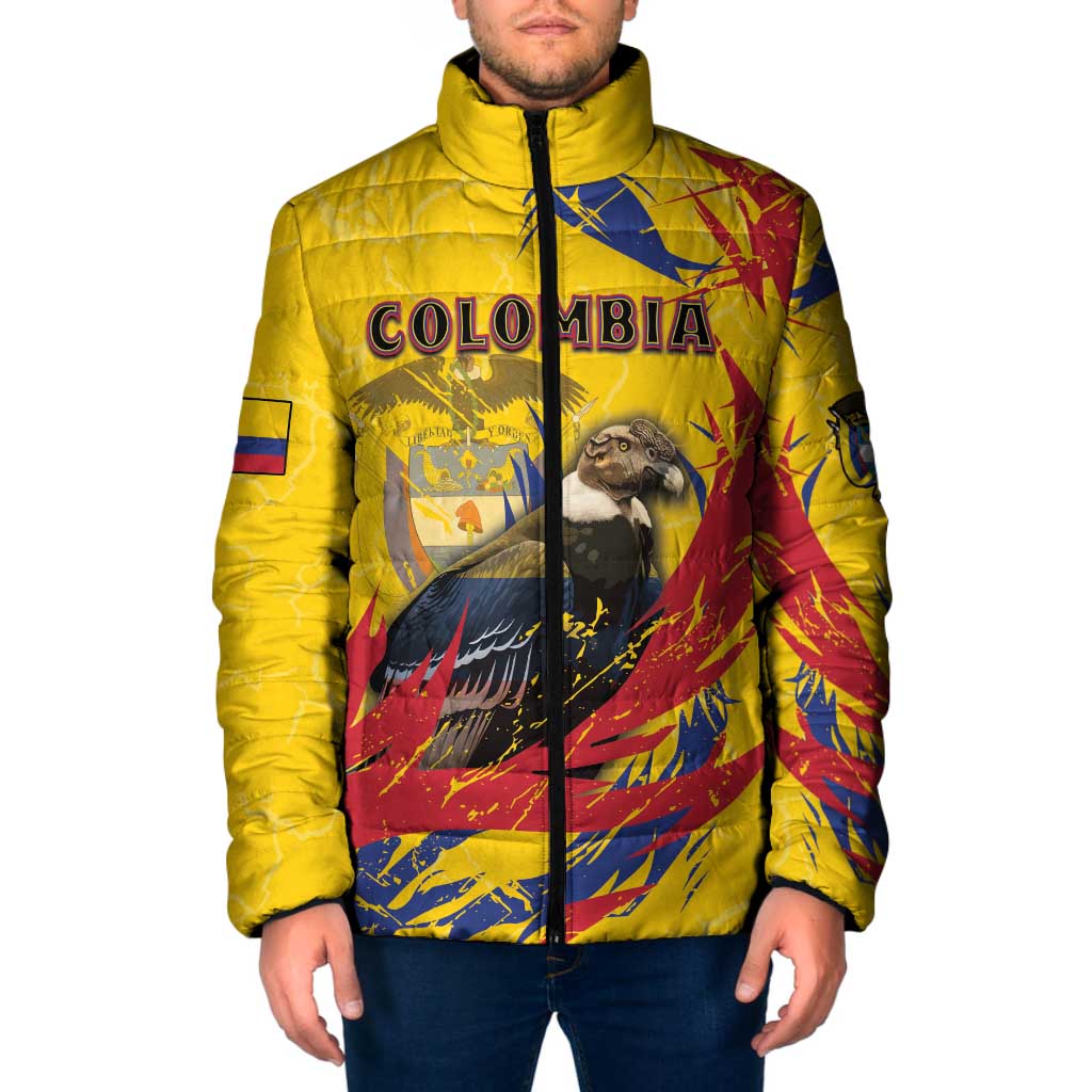 Personalized Colombia Padded Jacket Colombian Andean Condor With Coat Of Arms - Wonder Print Shop