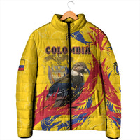 Personalized Colombia Padded Jacket Colombian Andean Condor With Coat Of Arms - Wonder Print Shop