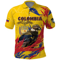 Personalized Colombia Polo Shirt Colombian Andean Condor With Coat Of Arms - Wonder Print Shop
