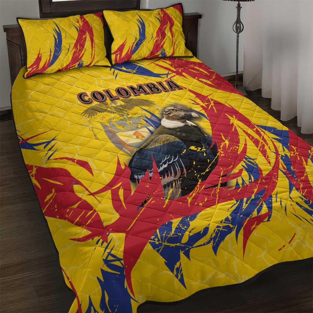 Colombia Quilt Bed Set Colombian Andean Condor With Coat Of Arms - Wonder Print Shop