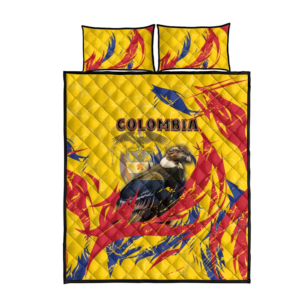 Colombia Quilt Bed Set Colombian Andean Condor With Coat Of Arms - Wonder Print Shop