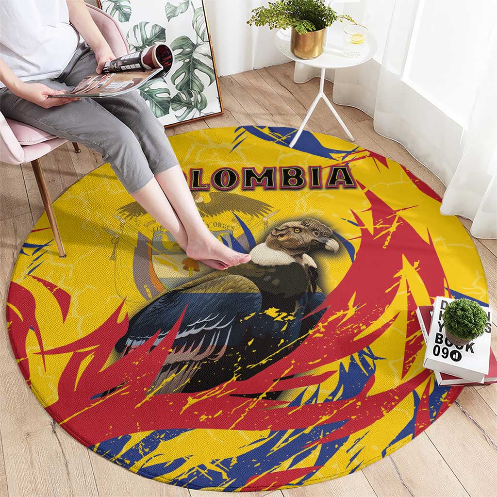 Colombia Round Carpet Colombian Andean Condor With Coat Of Arms - Wonder Print Shop