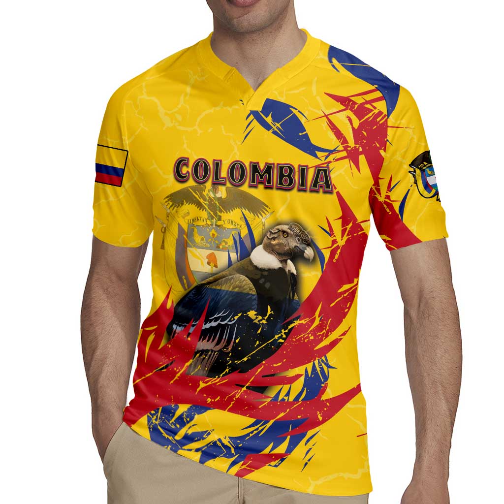 Personalized Colombia Rugby Jersey Colombian Andean Condor With Coat Of Arms - Wonder Print Shop