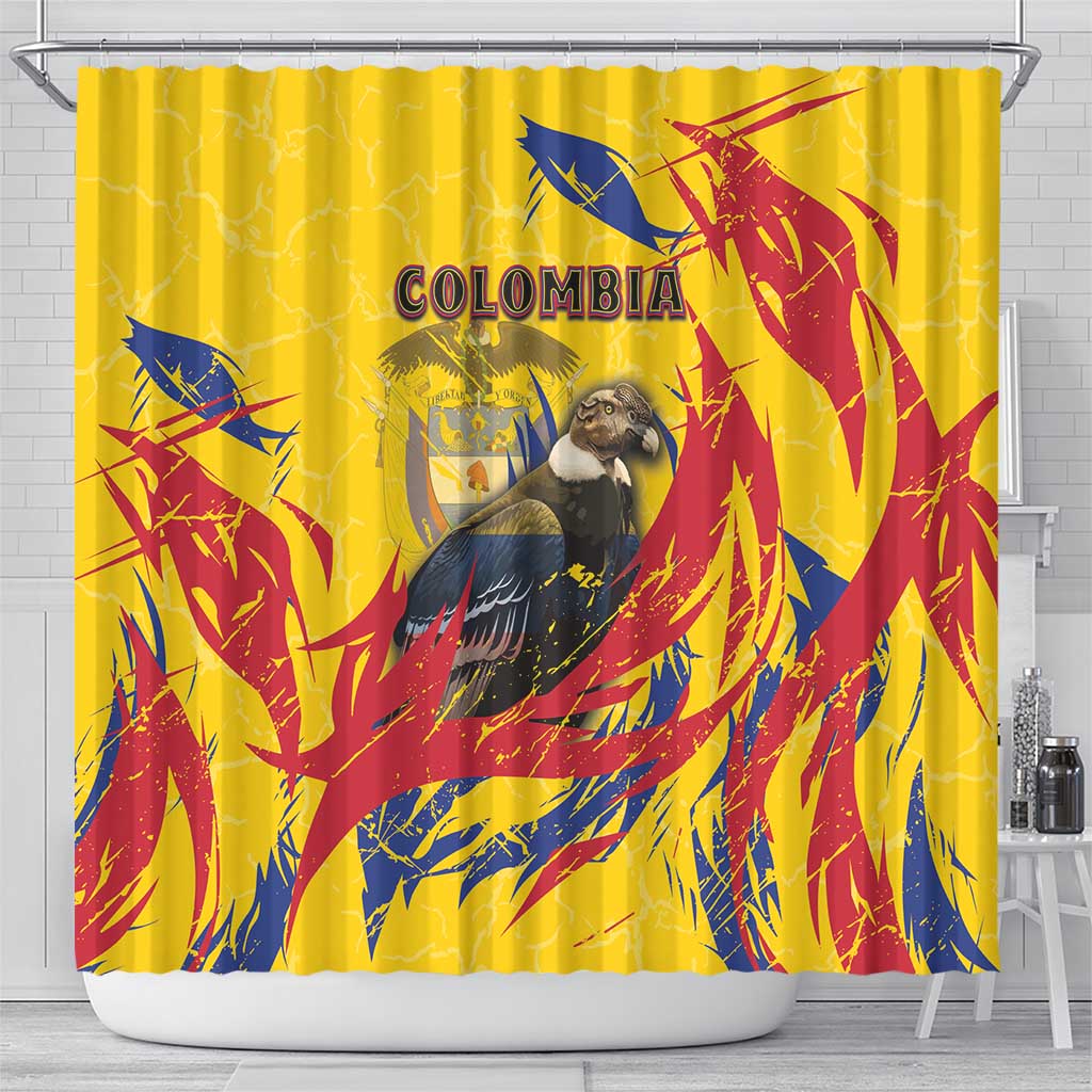 Colombia Shower Curtain Colombian Andean Condor With Coat Of Arms - Wonder Print Shop