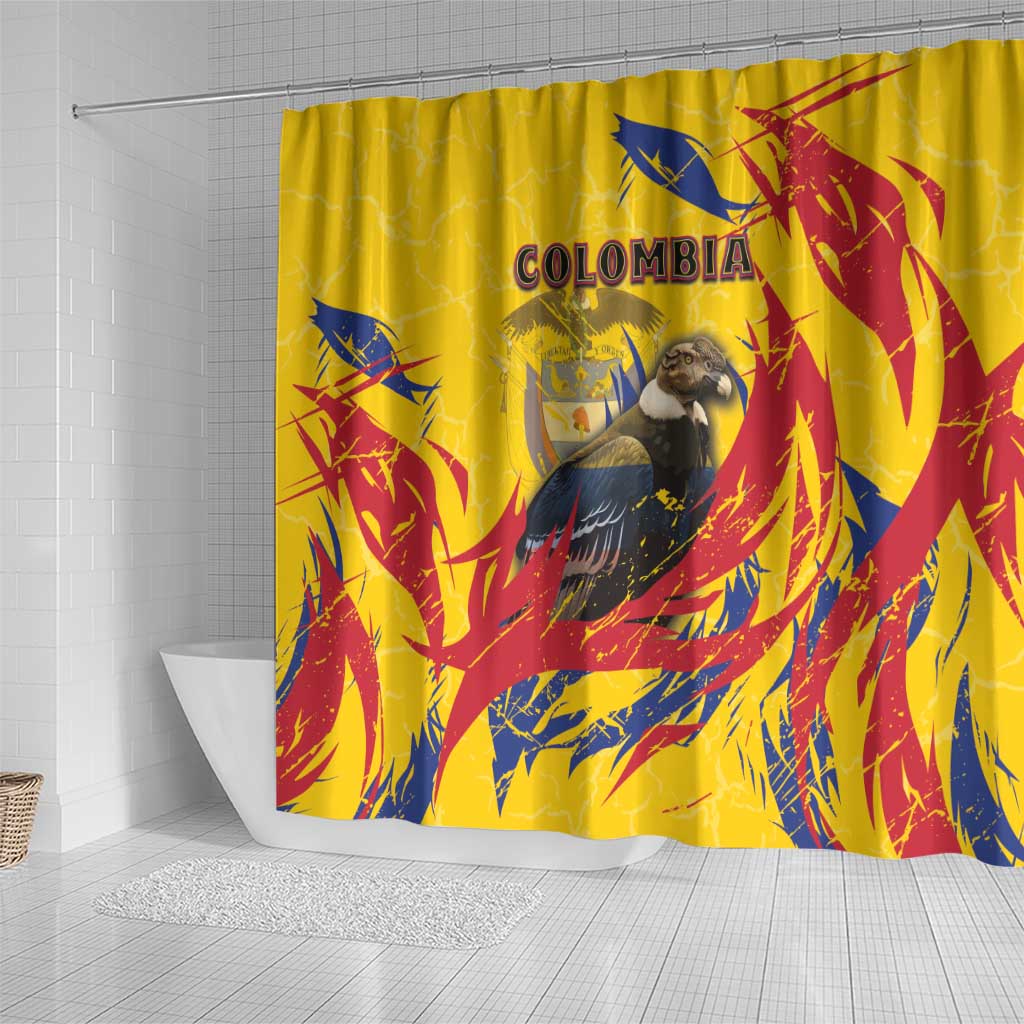 Colombia Shower Curtain Colombian Andean Condor With Coat Of Arms - Wonder Print Shop