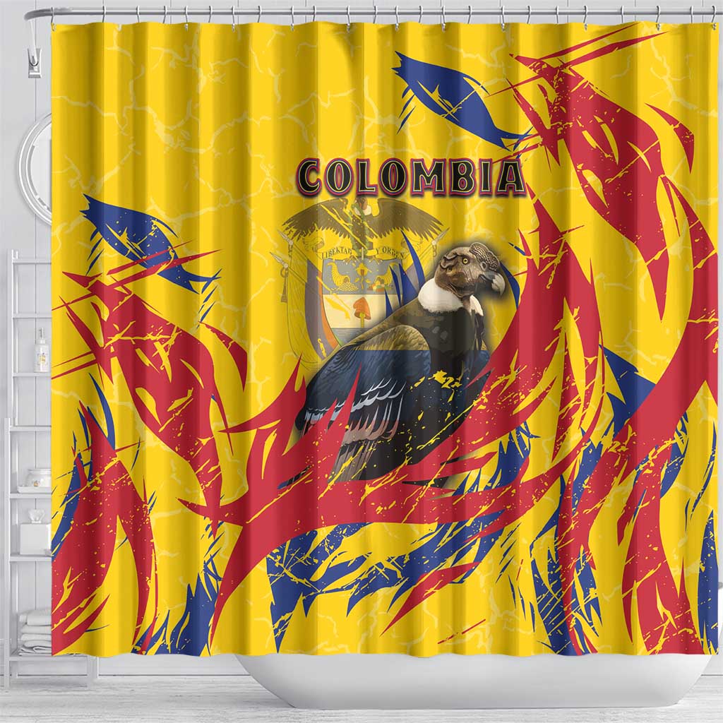 Colombia Shower Curtain Colombian Andean Condor With Coat Of Arms - Wonder Print Shop