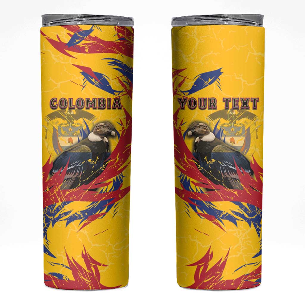 Personalized Colombia Skinny Tumbler Colombian Andean Condor With Coat Of Arms - Wonder Print Shop