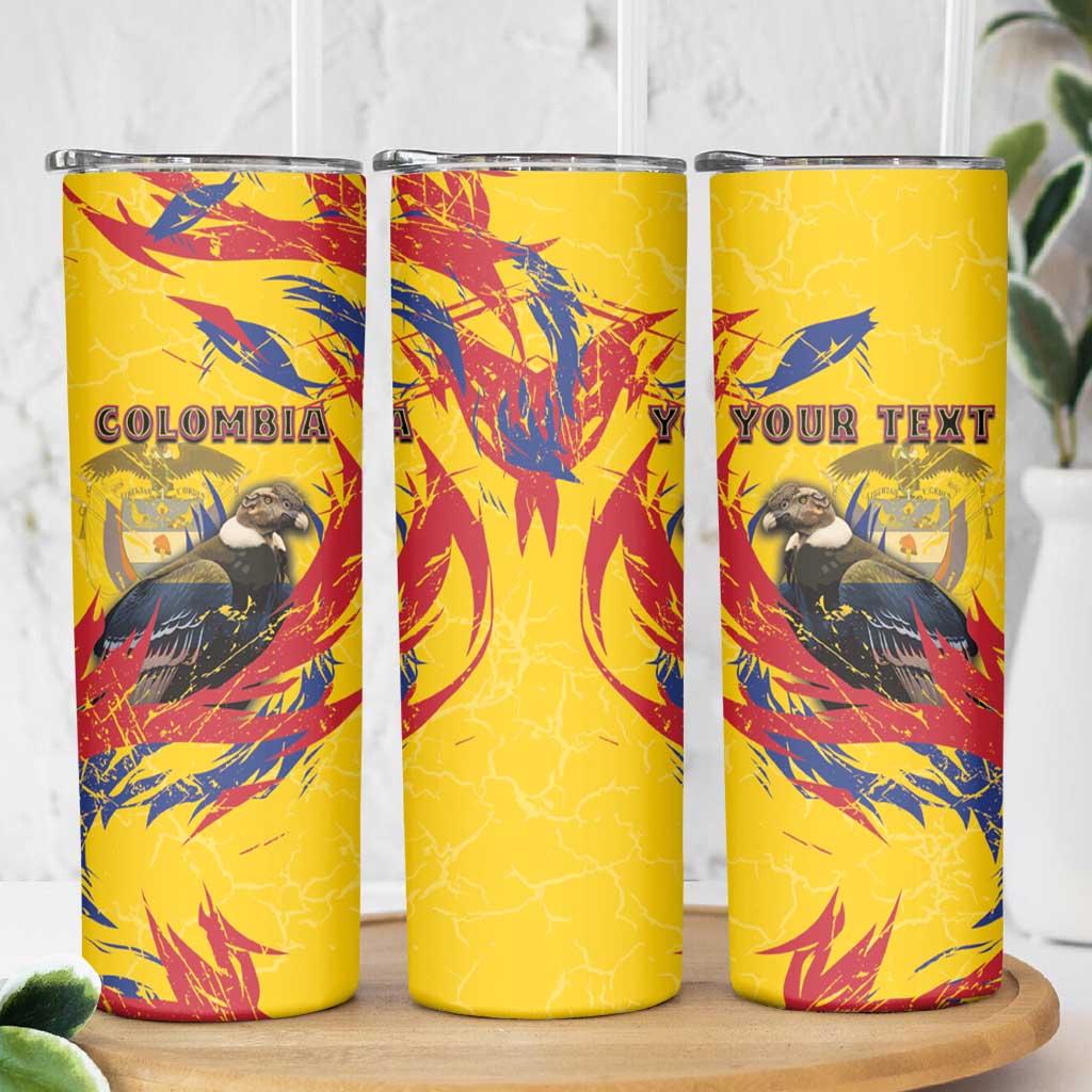 Personalized Colombia Skinny Tumbler Colombian Andean Condor With Coat Of Arms - Wonder Print Shop