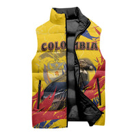 Personalized Colombia Sleeveless Puffer Jacket Colombian Andean Condor With Coat Of Arms - Wonder Print Shop