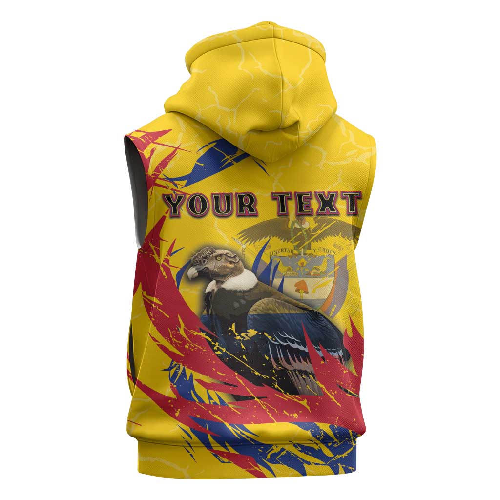 Personalized Colombia Sleeveless Zip Hoodie Colombian Andean Condor With Coat Of Arms - Wonder Print Shop