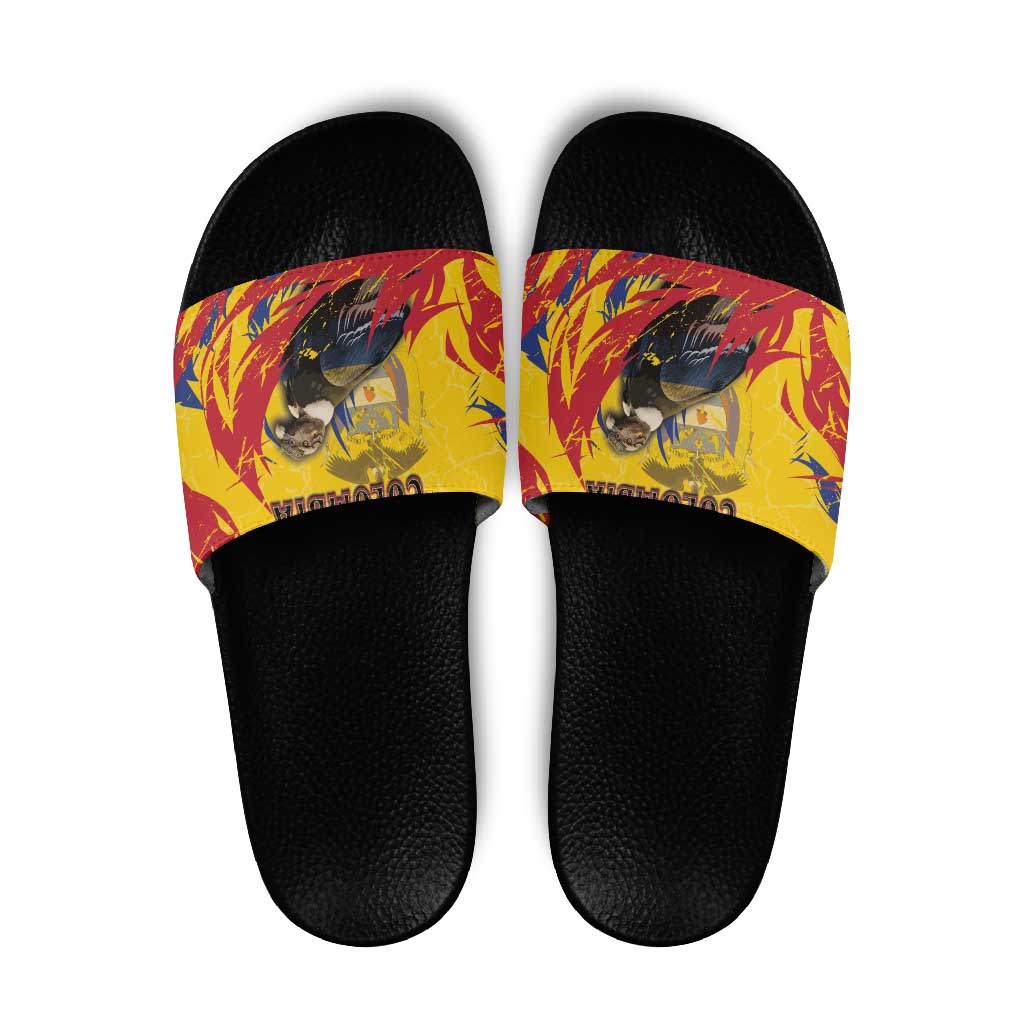 Colombia Slide Sandals Colombian Andean Condor With Coat Of Arms - Wonder Print Shop