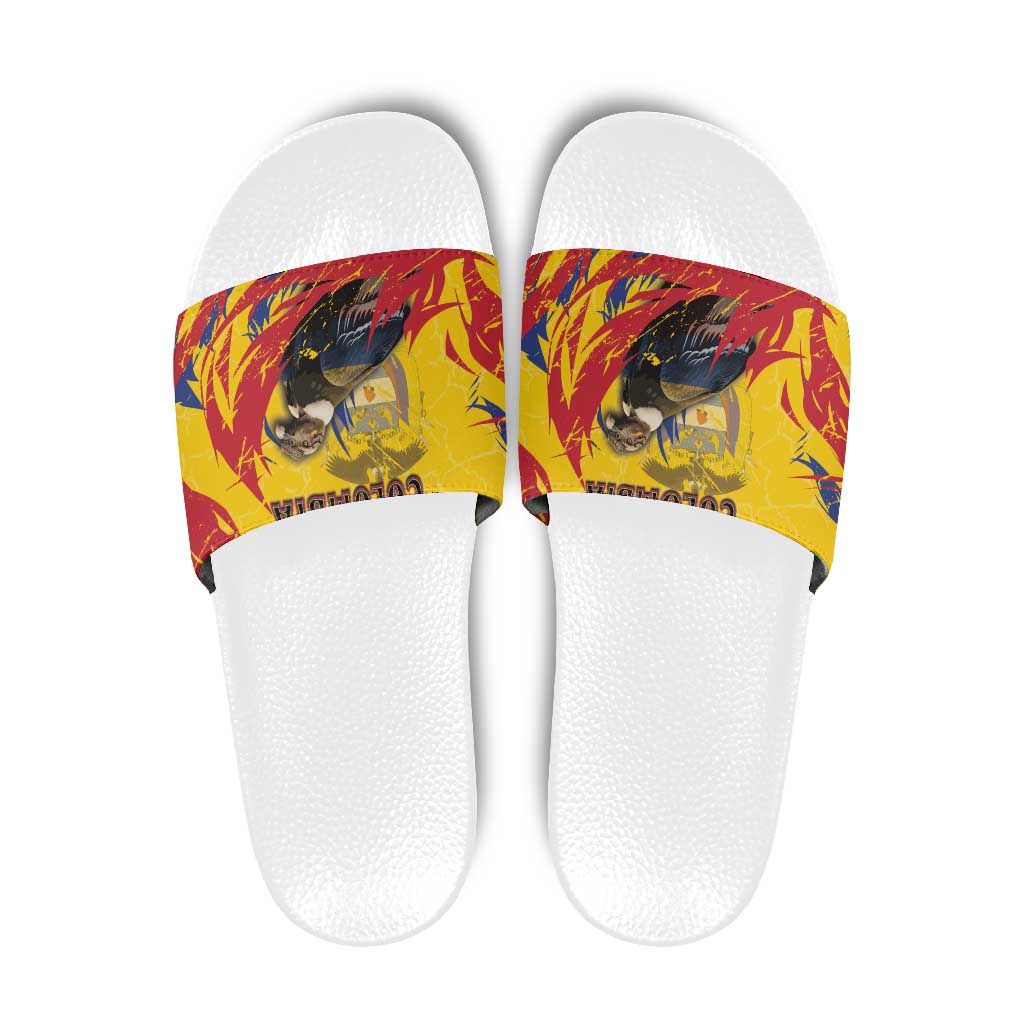 Colombia Slide Sandals Colombian Andean Condor With Coat Of Arms - Wonder Print Shop