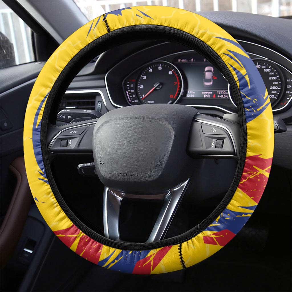 Colombia Steering Wheel Cover Colombian Andean Condor With Coat Of Arms - Wonder Print Shop