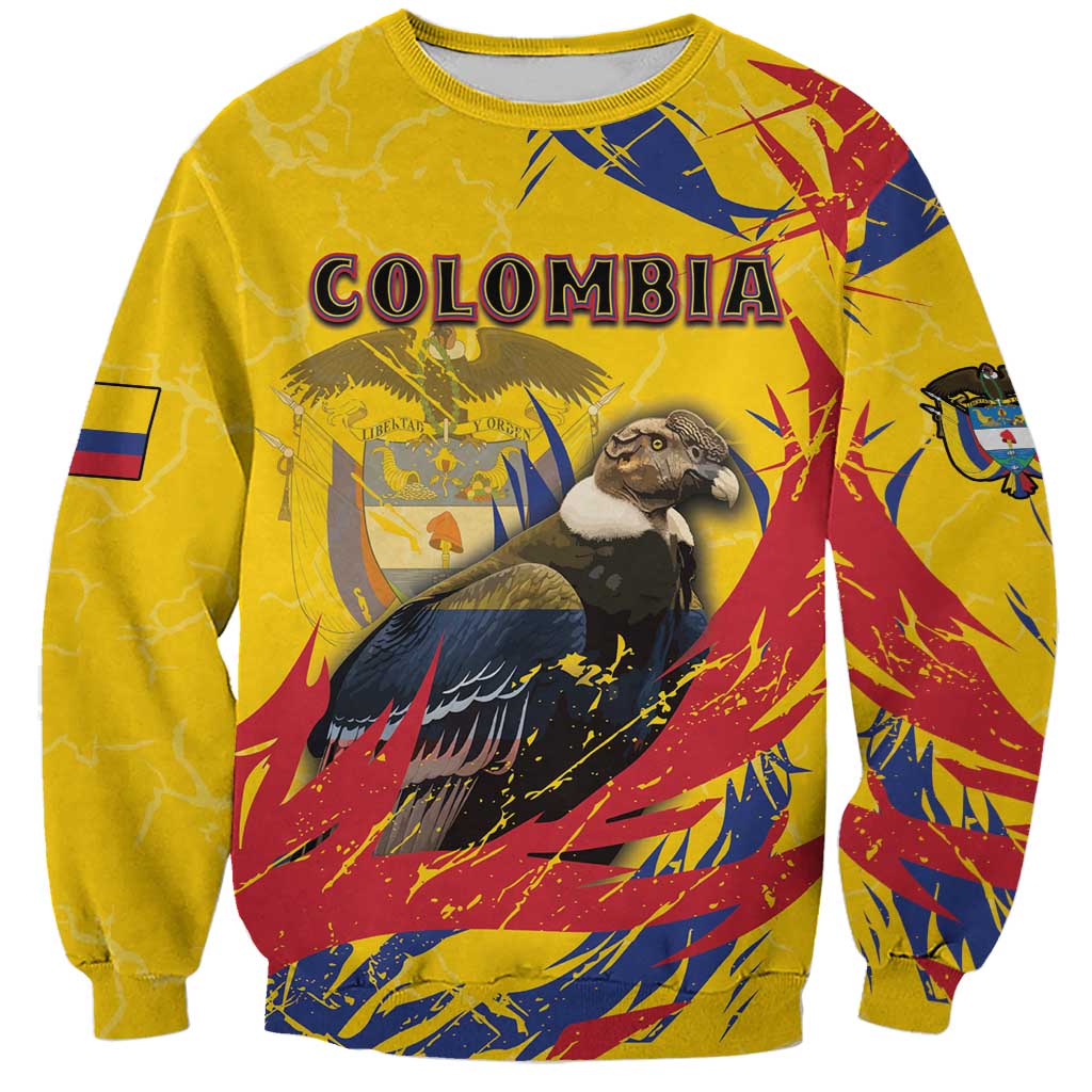 Personalized Colombia Sweatshirt Colombian Andean Condor With Coat Of Arms - Wonder Print Shop
