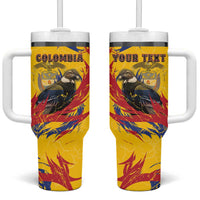 Personalized Colombia Tumbler With Handle Colombian Andean Condor With Coat Of Arms - Wonder Print Shop