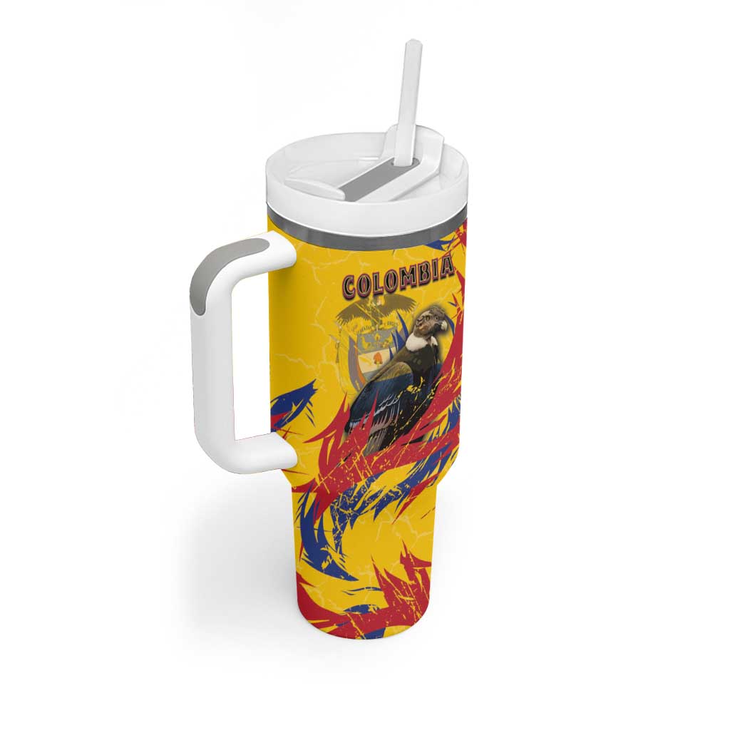Personalized Colombia Tumbler With Handle Colombian Andean Condor With Coat Of Arms - Wonder Print Shop