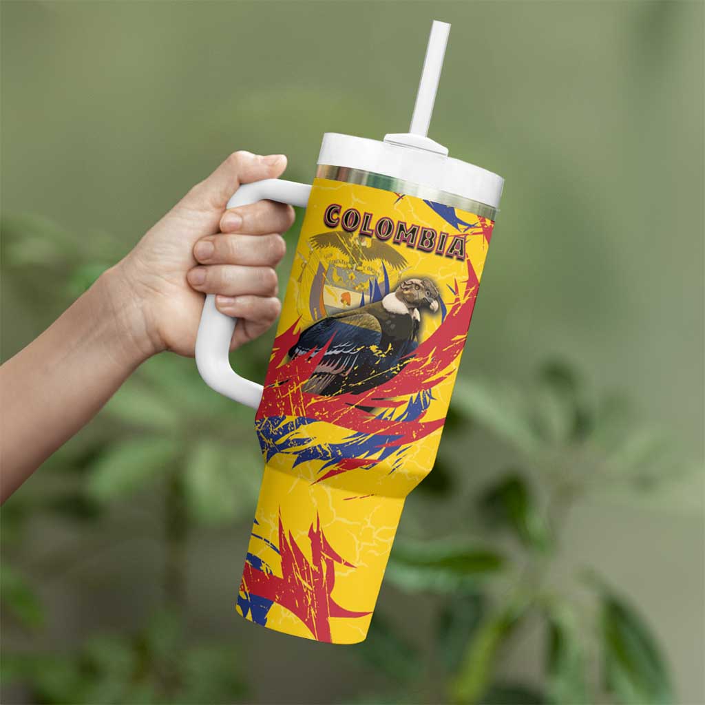 Personalized Colombia Tumbler With Handle Colombian Andean Condor With Coat Of Arms - Wonder Print Shop