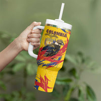 Personalized Colombia Tumbler With Handle Colombian Andean Condor With Coat Of Arms - Wonder Print Shop