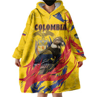 Personalized Colombia Wearable Blanket Hoodie Colombian Andean Condor With Coat Of Arms - Wonder Print Shop