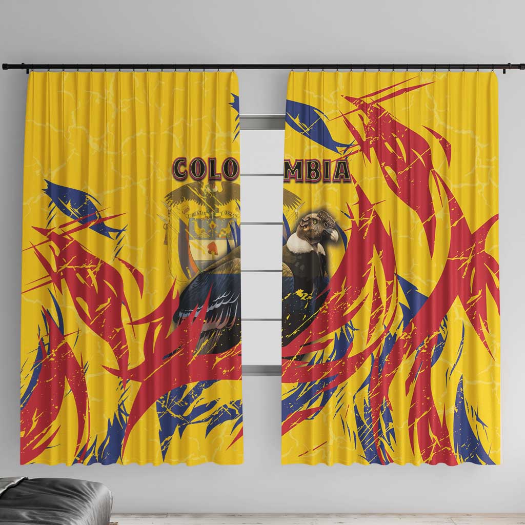 Colombia Window Curtain Colombian Andean Condor With Coat Of Arms - Wonder Print Shop