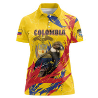 Personalized Colombia Women Polo Shirt Colombian Andean Condor With Coat Of Arms - Wonder Print Shop