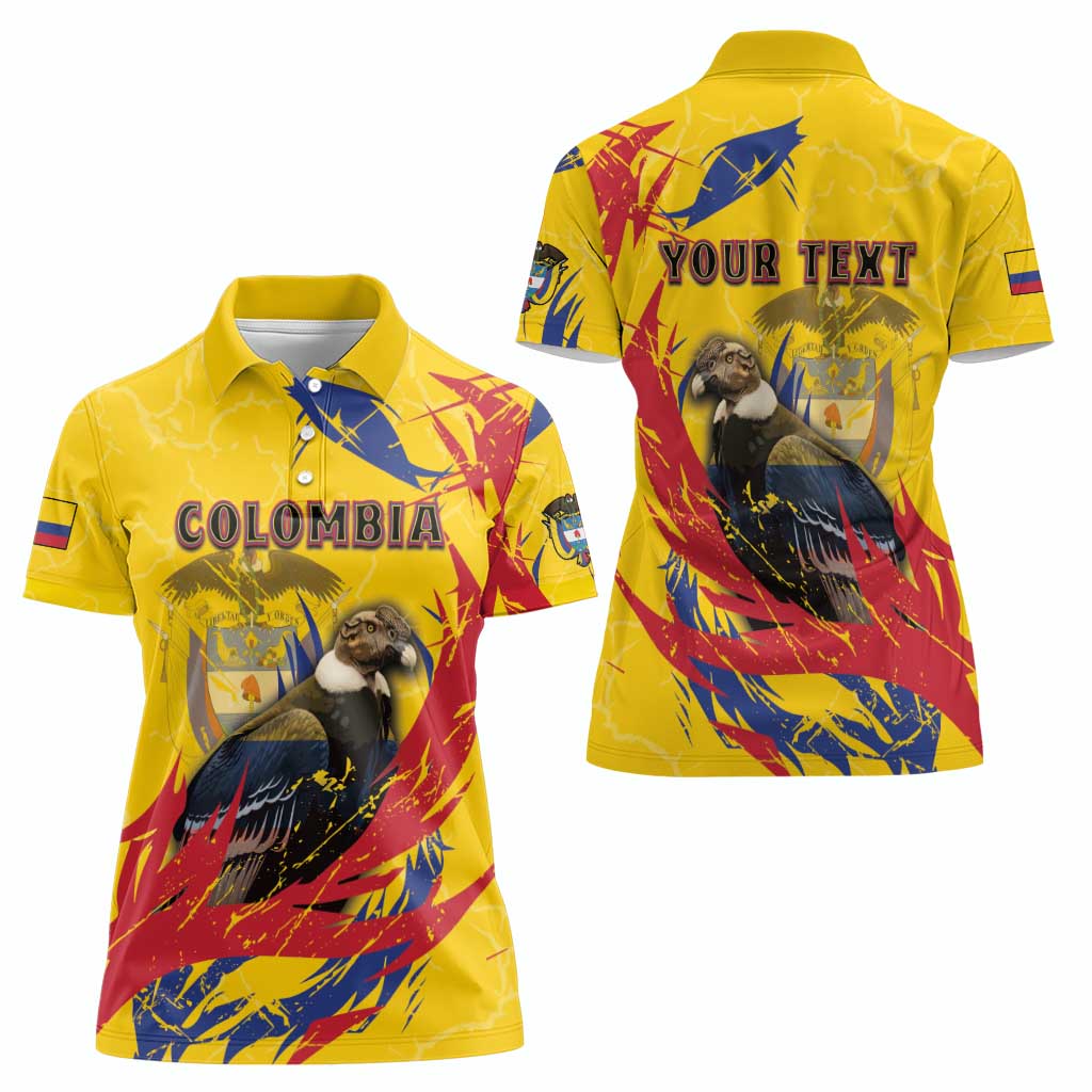 Personalized Colombia Women Polo Shirt Colombian Andean Condor With Coat Of Arms - Wonder Print Shop