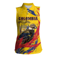 Personalized Colombia Women Sleeveless Polo Shirt Colombian Andean Condor With Coat Of Arms - Wonder Print Shop