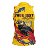Personalized Colombia Women Sleeveless Polo Shirt Colombian Andean Condor With Coat Of Arms - Wonder Print Shop