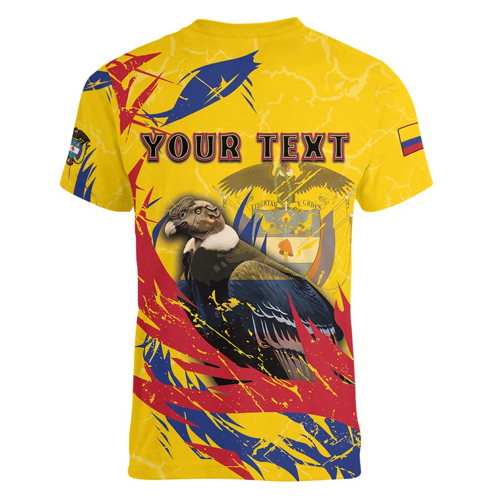 Personalized Colombia Women V-Neck T-Shirt Colombian Andean Condor With Coat Of Arms - Wonder Print Shop