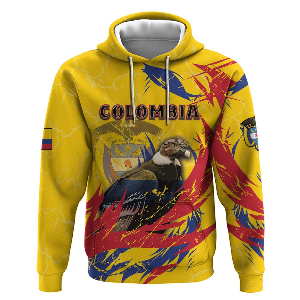 Personalized Colombia Zip Hoodie Colombian Andean Condor With Coat Of Arms - Wonder Print Shop