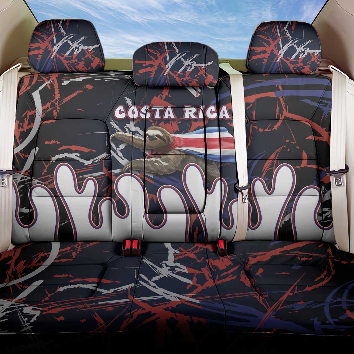 Costa Rica Back Car Seat Cover Flying Sloth - Wonder Print Shop