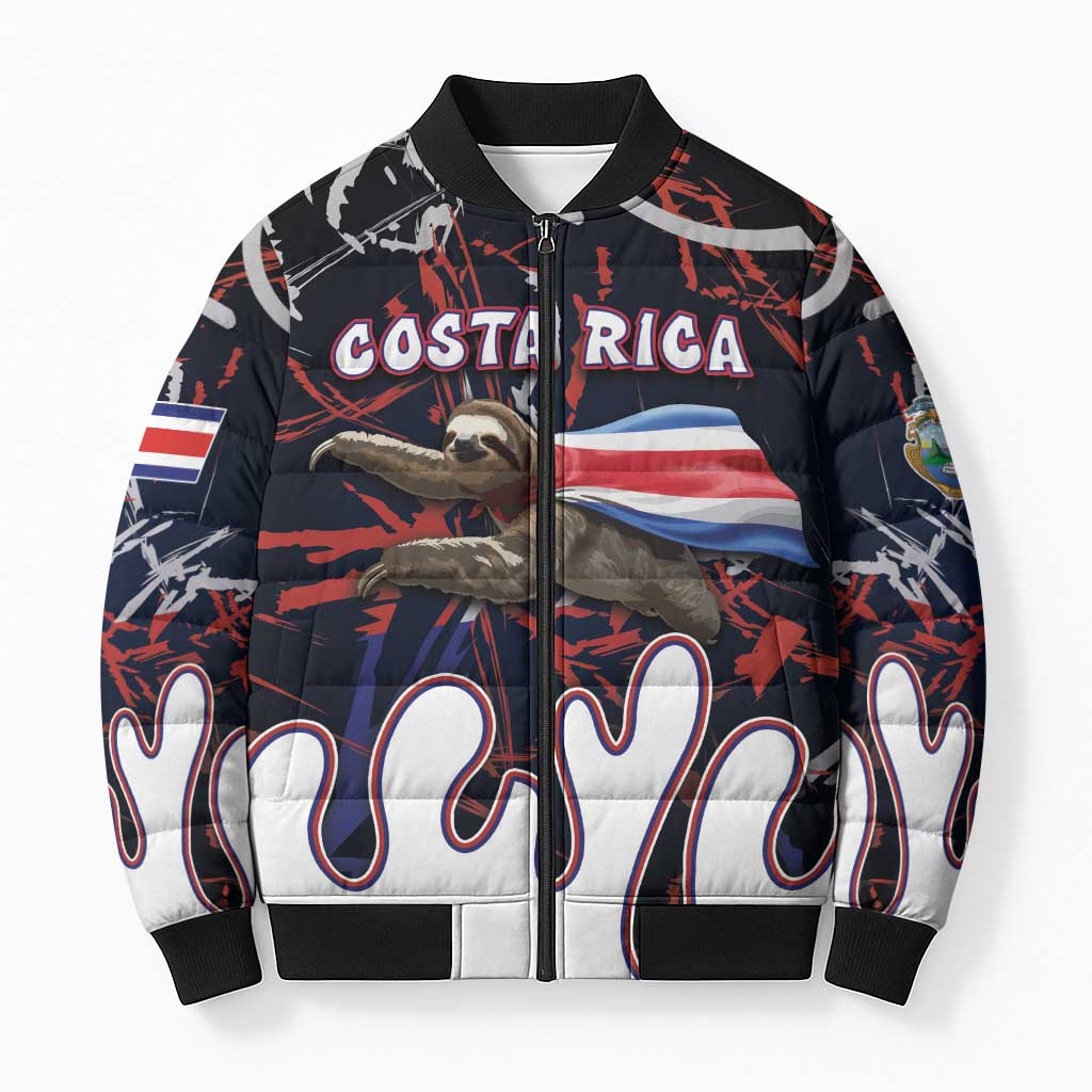 Personalized Costa Rica Bomber Puffer Jacket Flying Sloth - Wonder Print Shop